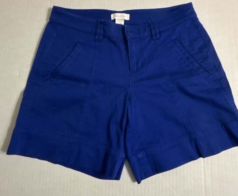 Caché Women's Royal Blue Cotton Spandex Chino Cuffed Shorts Size 4